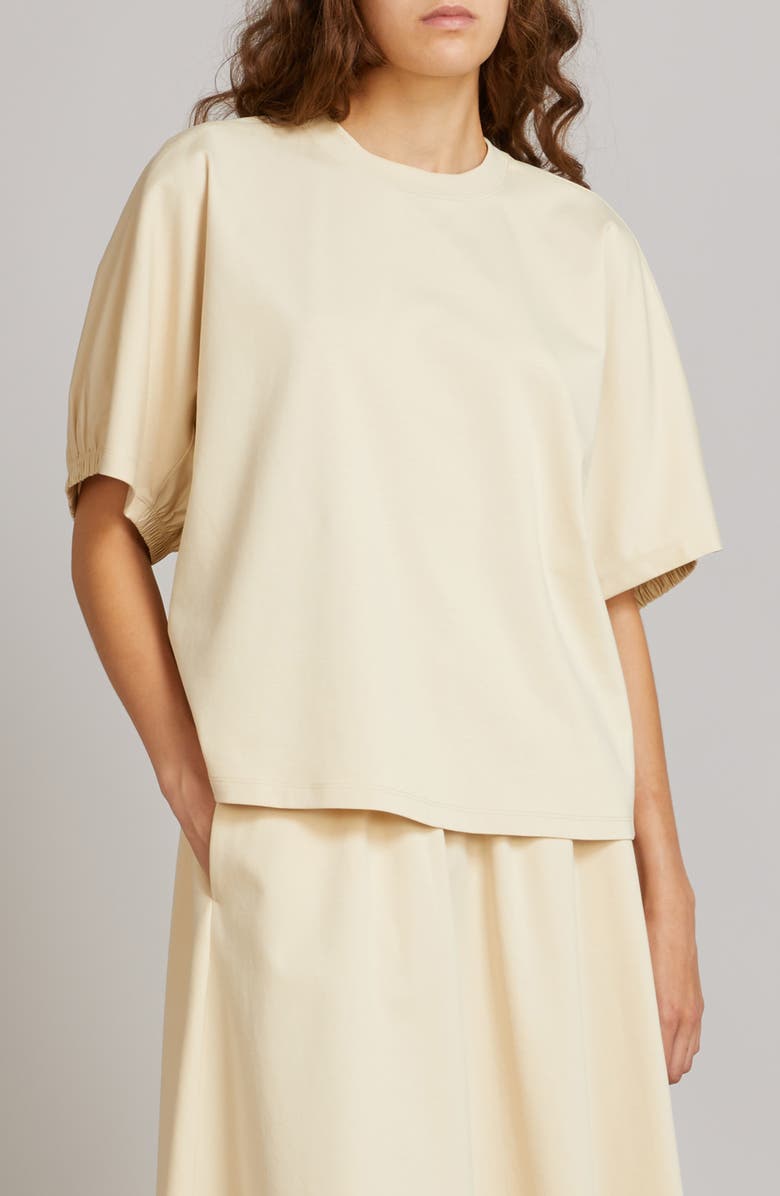 MM by Max Mara Cellula Puff Sleeve Cotton Top, Main, color, Milk