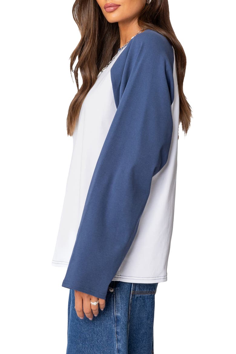 Oversize Long Sleeve Stretch Cotton T-Shirt, Alternate, color, WHITE