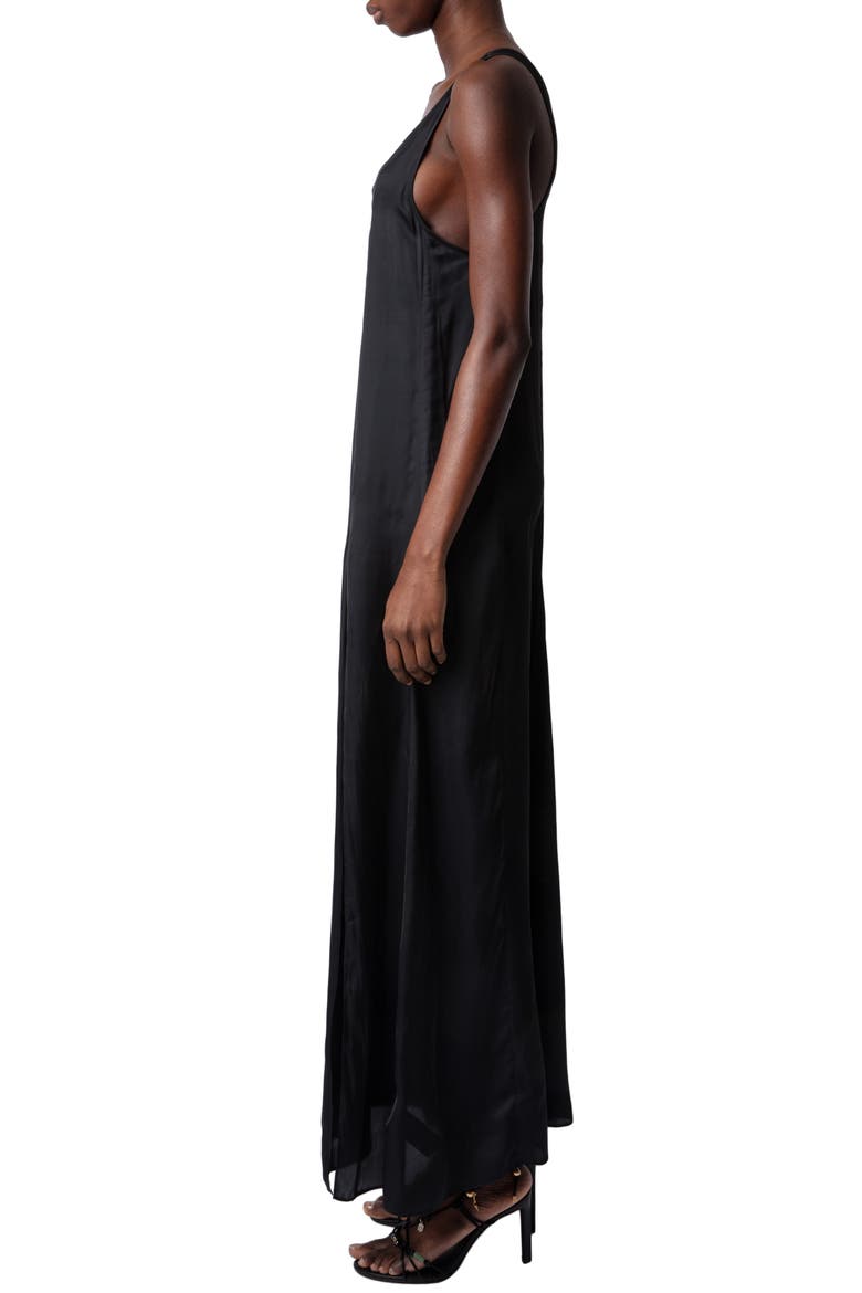 Rarys Satin Maxi Dress, Alternate, color, NOIR