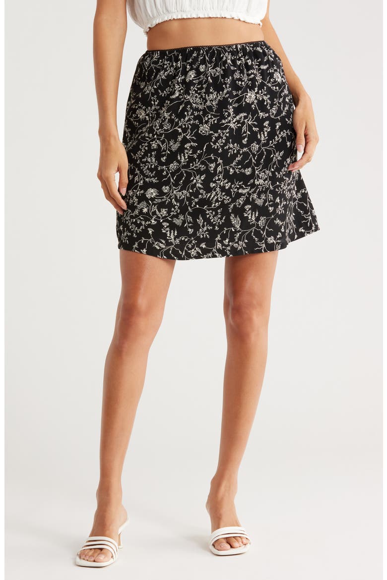 Flounce Skirt, Main, color, BLACK- IVORY TENDRIL VINE