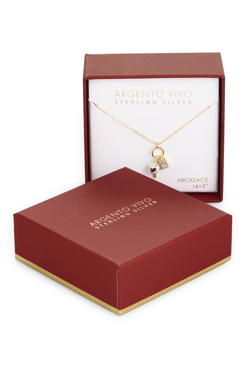 Cross Heart Charm Necklace, Alternate, color, GOLD/ SILVER