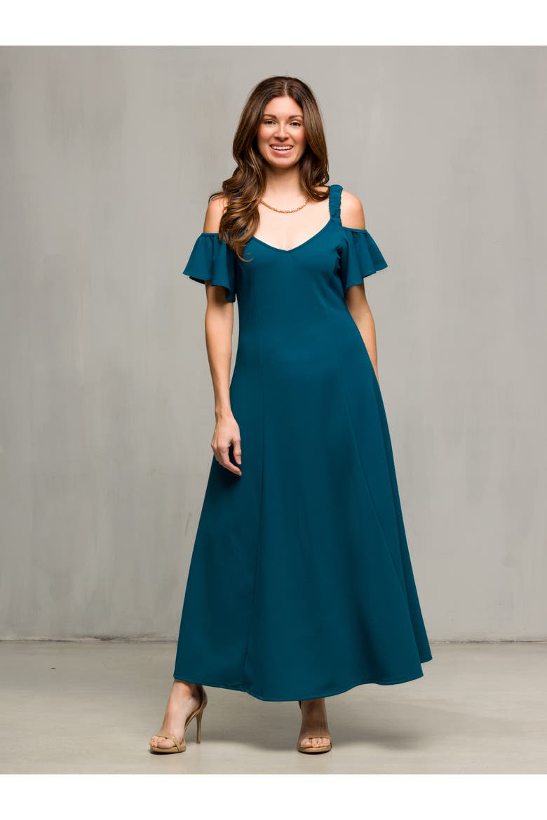 Sleeveless V-Neck Maxi Dress with Pocket Detail, Alternate, color, Rose