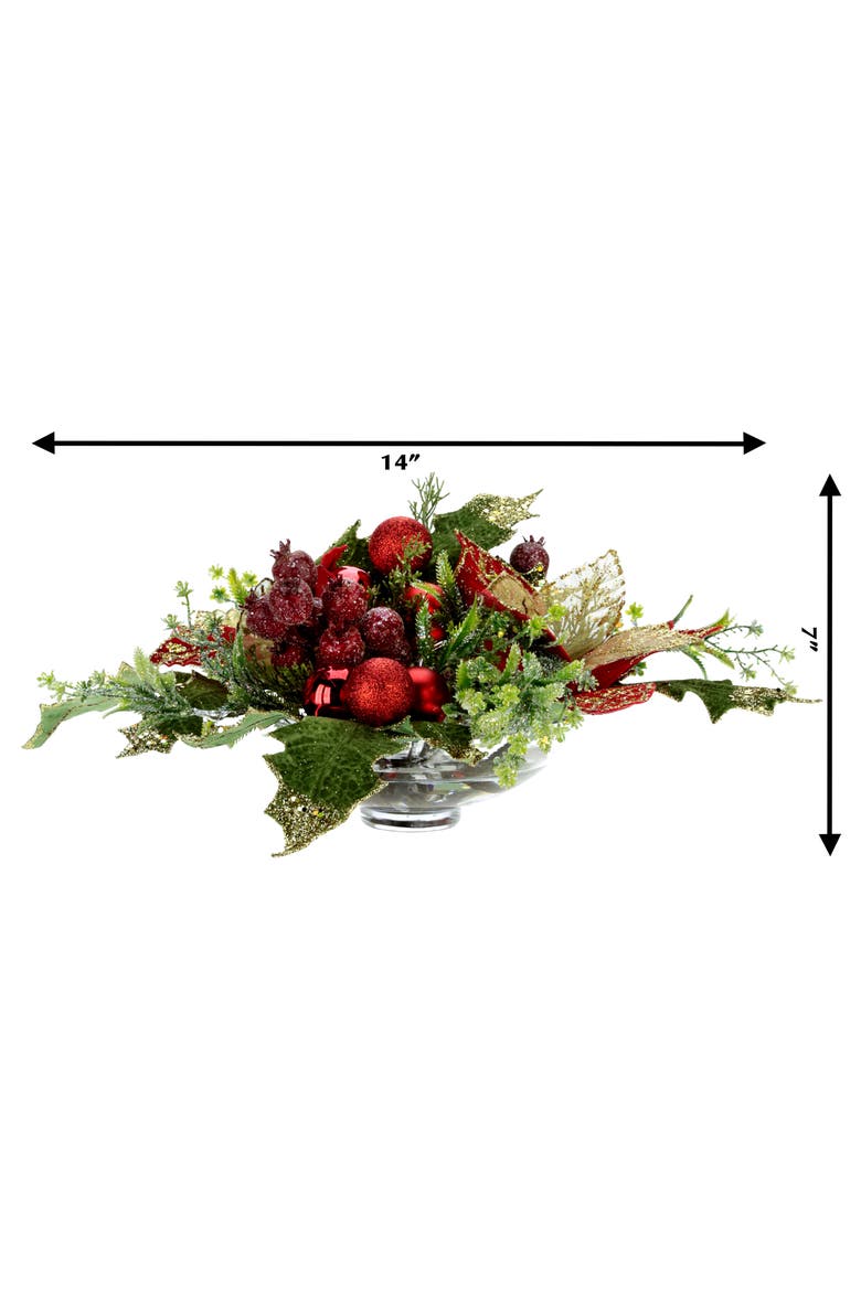 Small Poinsettia Centerpiece, Red, Alternate, color, Red