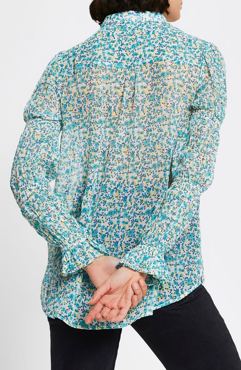 River Island Floral Shirred Sleeve Blouse, Alternate, color, 
