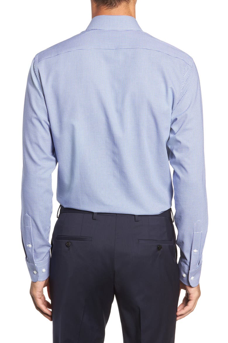Tech-Smart Trim Fit Stretch Check Dress Shirt, Alternate, color, BLUE MARINE
