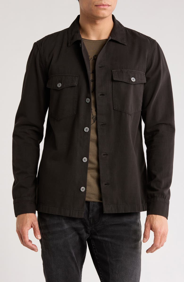 AllSaints Aerial Slim Fit Organic Cotton Shirt Jacket, Main, color, Jet Black