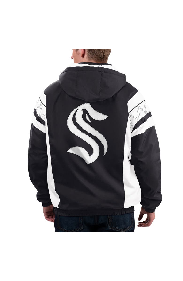 STARTER Men's Starter x NHL Black Ice Black/White Seattle Kraken Home Team Half-Zip Pullover Hoodie, Alternate, color, Black