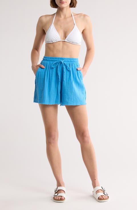 Raw Hem Cotton Cover-Up Shorts