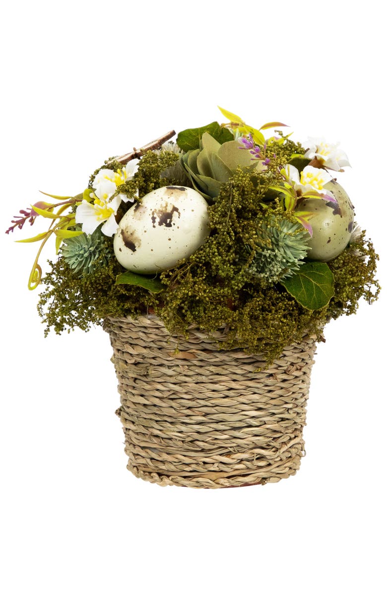 Northlight Butterflies and Easter Eggs Artificial Floral Arrangement - 7", Alternate, color, Green