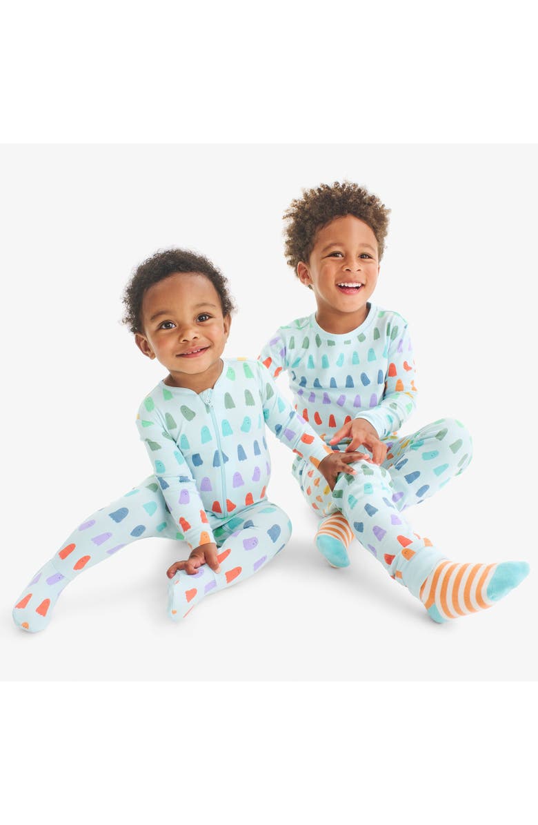 Primary Baby Organic Zip Footie in Rainbow Ghosts, Alternate, color, Saltwater Rainbow Ghosts