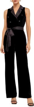 Endless Rose Satin Trim Velvet Jumpsuit