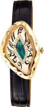 PASCAL Paradoxe Lab Grown Diamond Leather Strap Watch, 30mm x 44mm