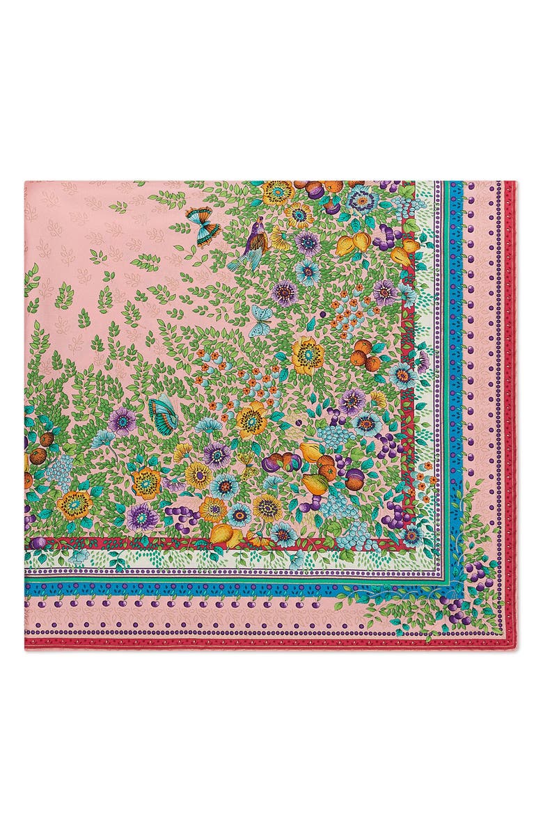 Gucci Liberty Flowers Fouland Silk Square Scarf, Alternate, color, Pink
