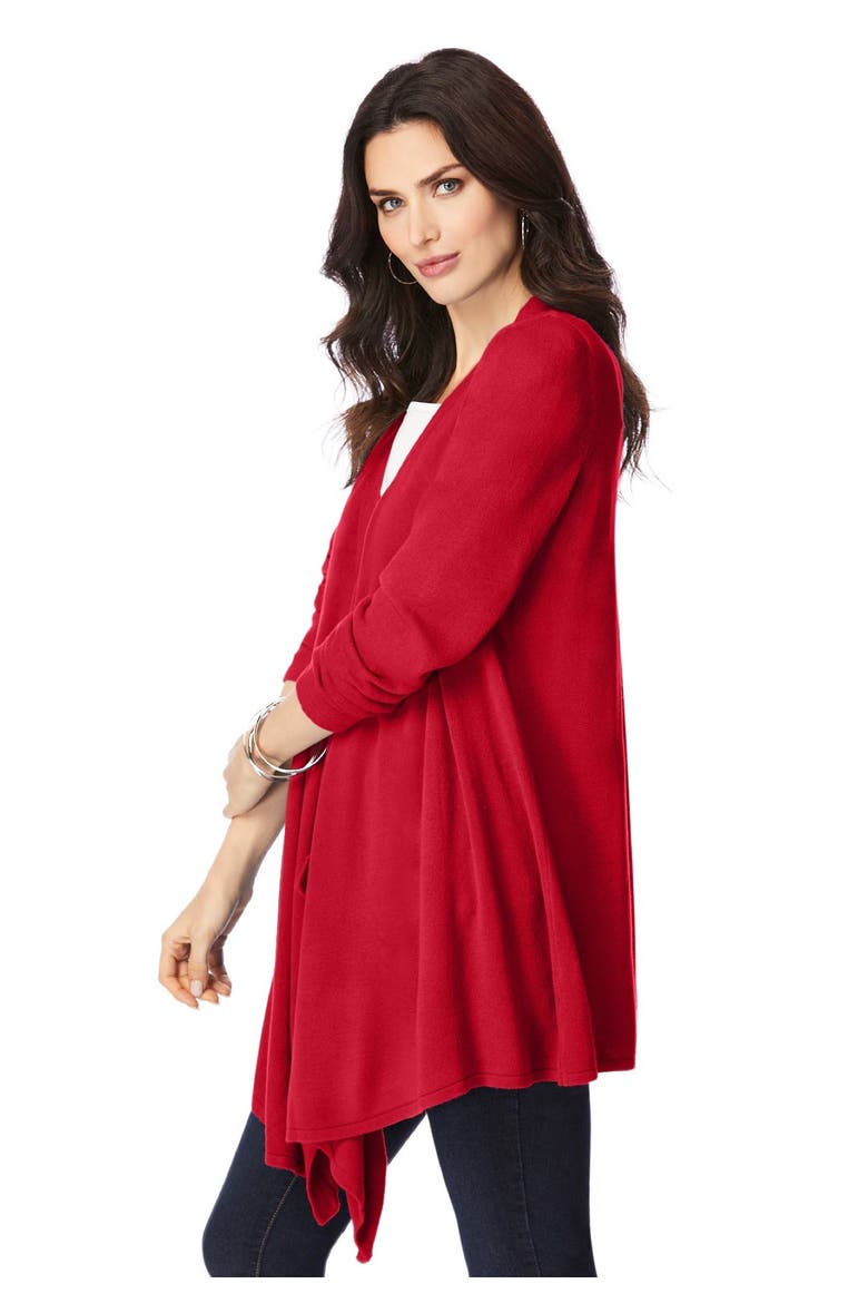 Plus Size Lightweight Handkerchief Hem Cardigan Sweater, Alternate, color, DARK BERRY