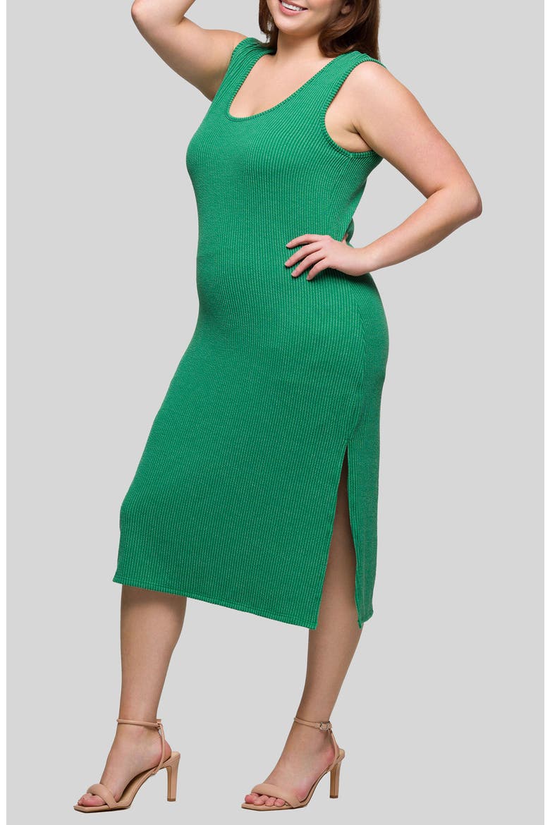 Sleeveless Rib Midi Dress, Alternate, color, GREEN
