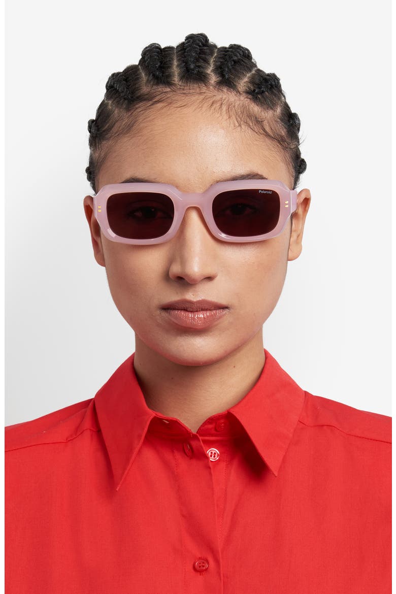 51mm Polarized Rectangular Sunglasses, Alternate, color, PINK/ VIOLET POLAR