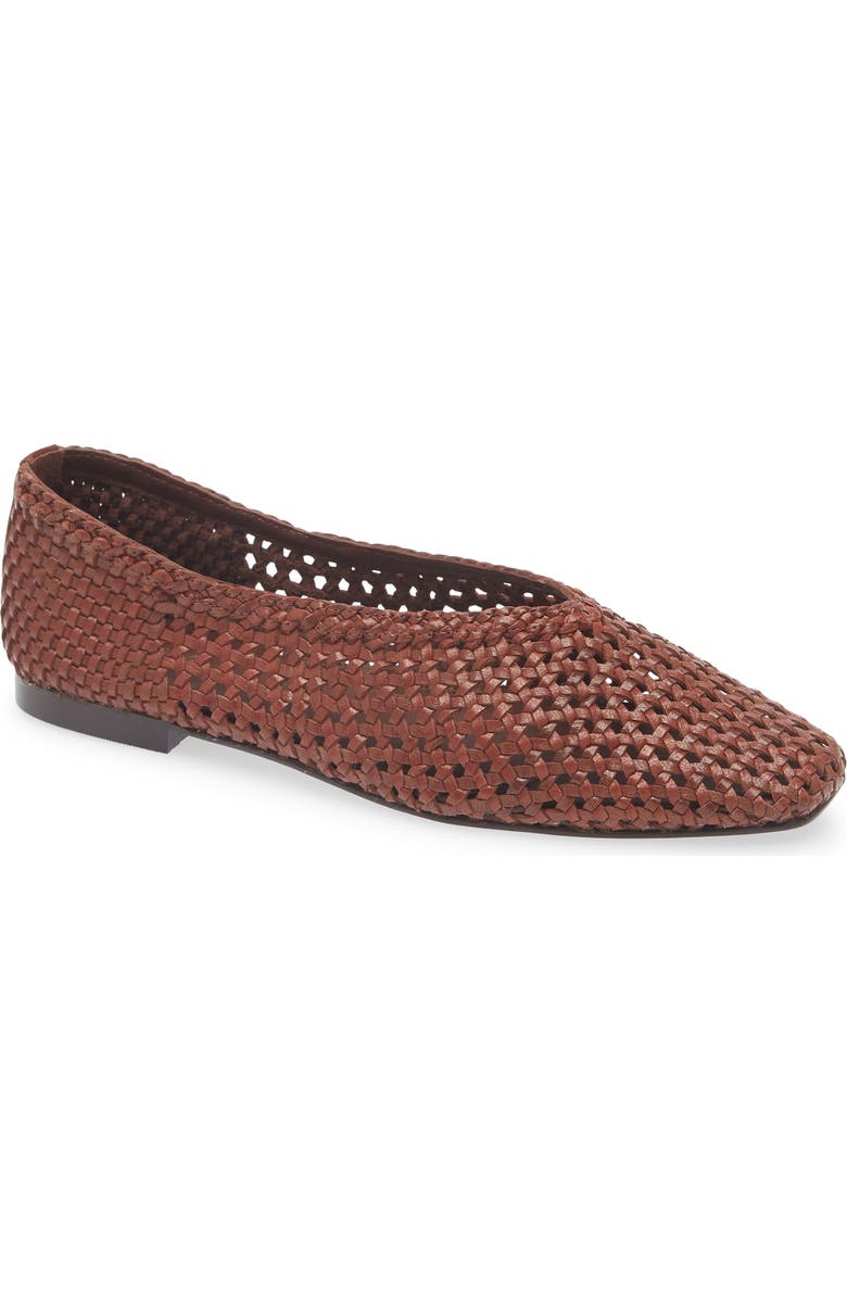 Madewell The Mylie Ballet Flat in Handwoven Leather, Main, color, Cherry Wood