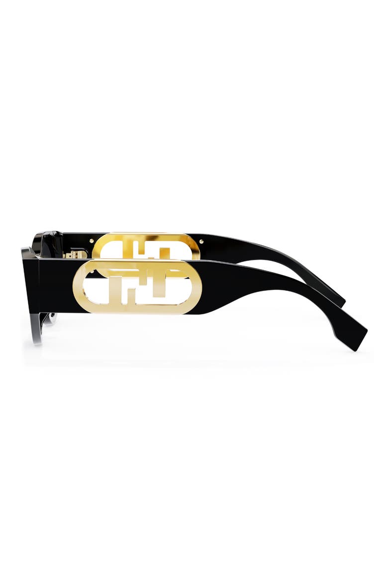 'Fendi O'Lock 54mm Cat Eye Sunglasses, Alternate, color, SHINY BLACK / SMOKE
