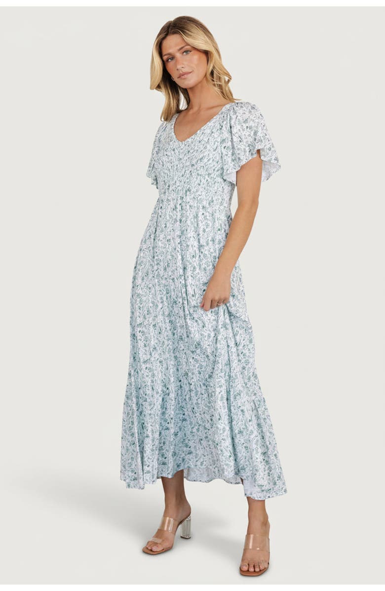 Baltic Born Joanie Smocked Dress, Main, color, White + Sage