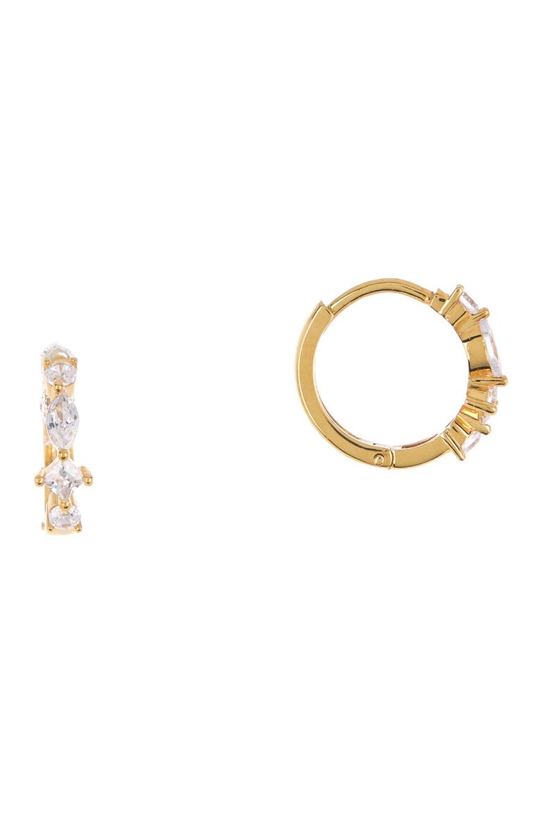Cubic Zirconia Huggie Earrings, Main, color, CLEAR- GOLD