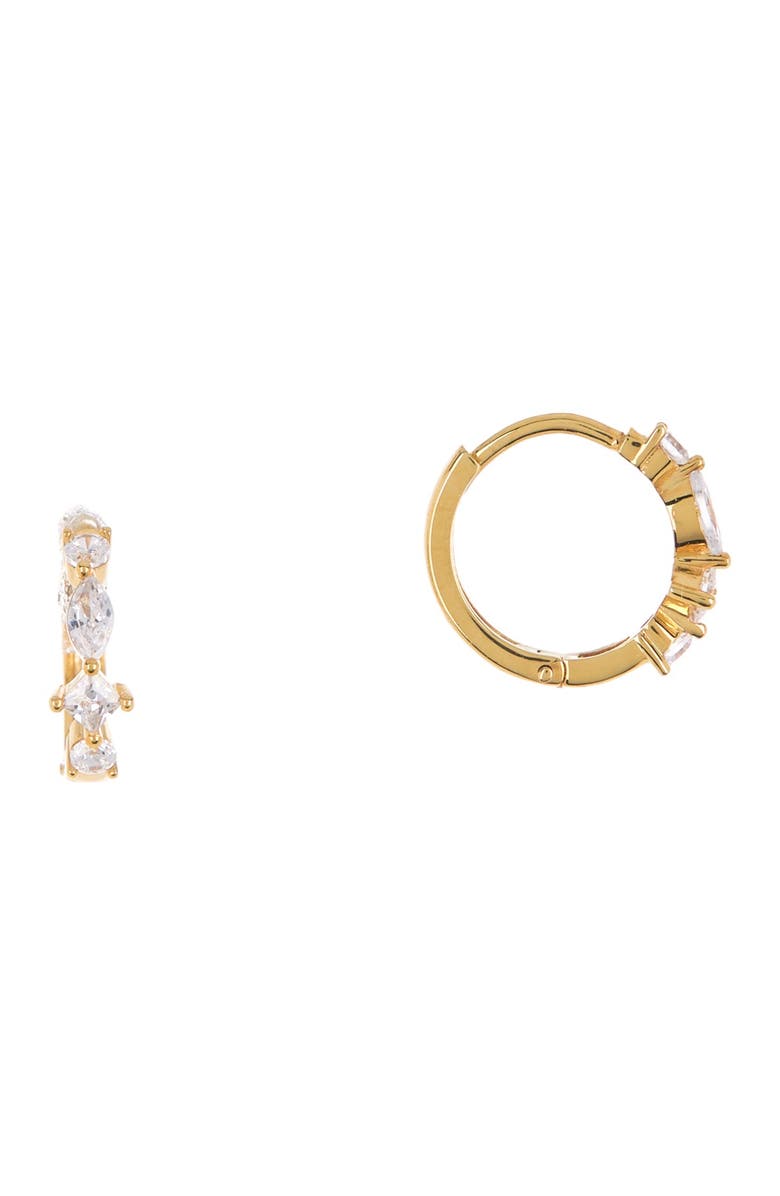 NORDSTROM RACK Cubic Zirconia Huggie Earrings, Main, color, Clear- Gold