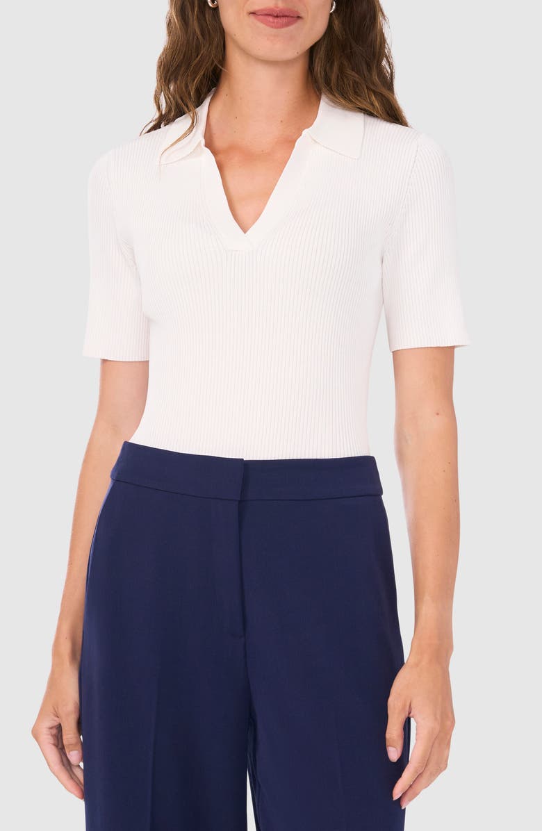 Halogen<sup>®</sup> Short Sleeve Rib Polo Sweater, Main, color,