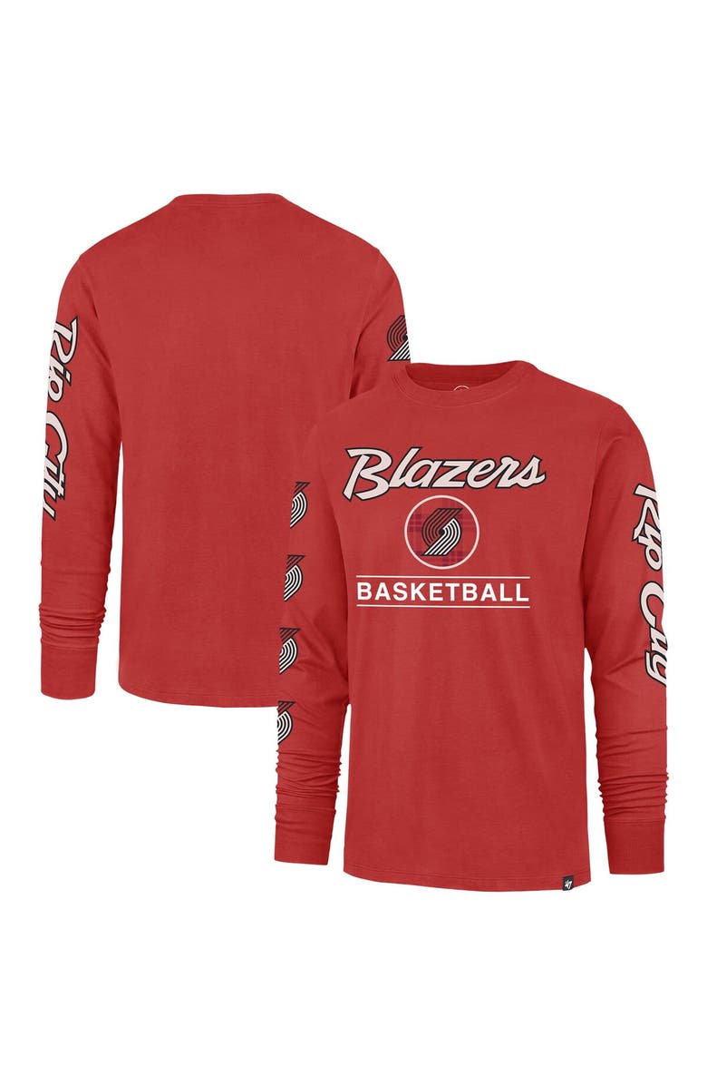 '47 Men's '47 Red Portland Trail Blazers 2023/24 City Edition Triplet Franklin Long Sleeve T-Shirt, Main, color, 
