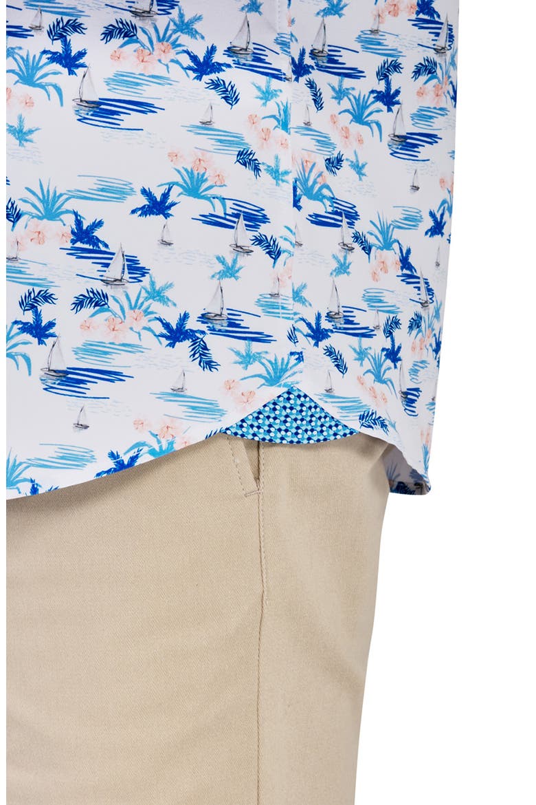 Slim Fit Sailboat Recycled 4-Way Stretch Performance Short Sleeve Shirt, Alternate, color, WHITE/BLUE