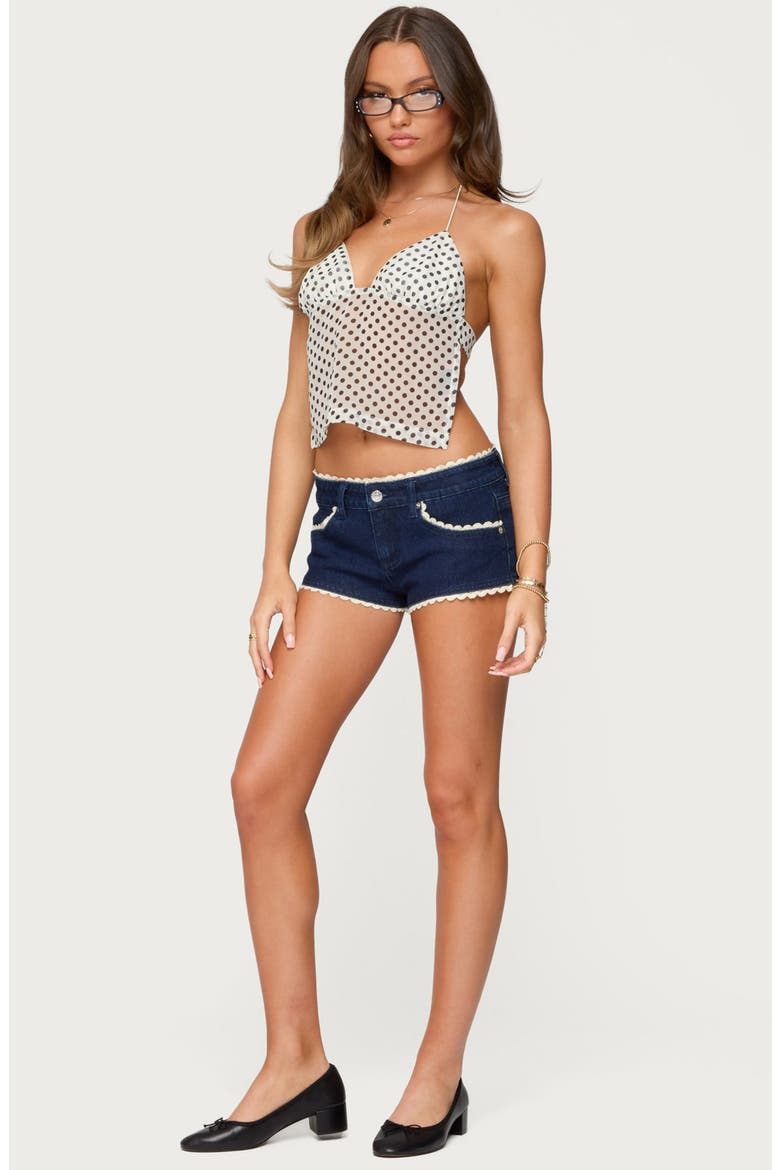 Maye Contrast Trim Denim Shorts, Alternate, color, DARK-BLUE