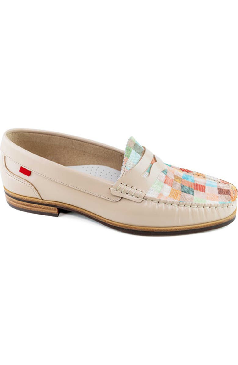 Marc Joseph New York East Village 2.0 Leather Penny Loafer, Main, color, Nude & Mosaic Napa