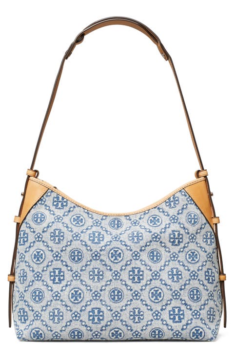 T Monogram Denim Messenger Bag