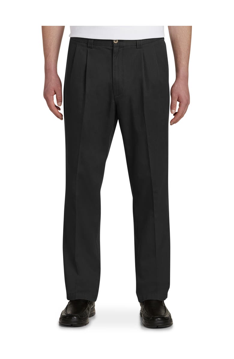 Harbor Bay by DXL Waist-Relaxer Pleated Twill Pants, Main, color, Black