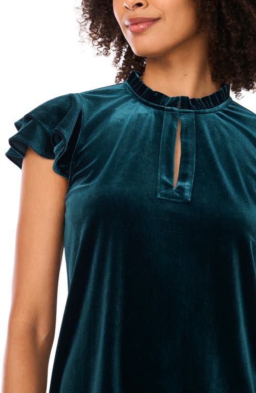 Cece Velvet Flutter Sleeve Top In Gray