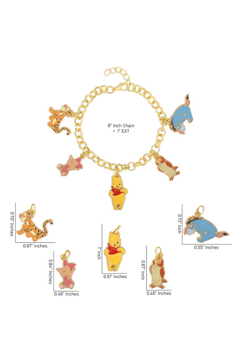 Winnie-the-pooh Charm Bracelet For Women Official License, 7"+1", Alternate, color, Gold tone