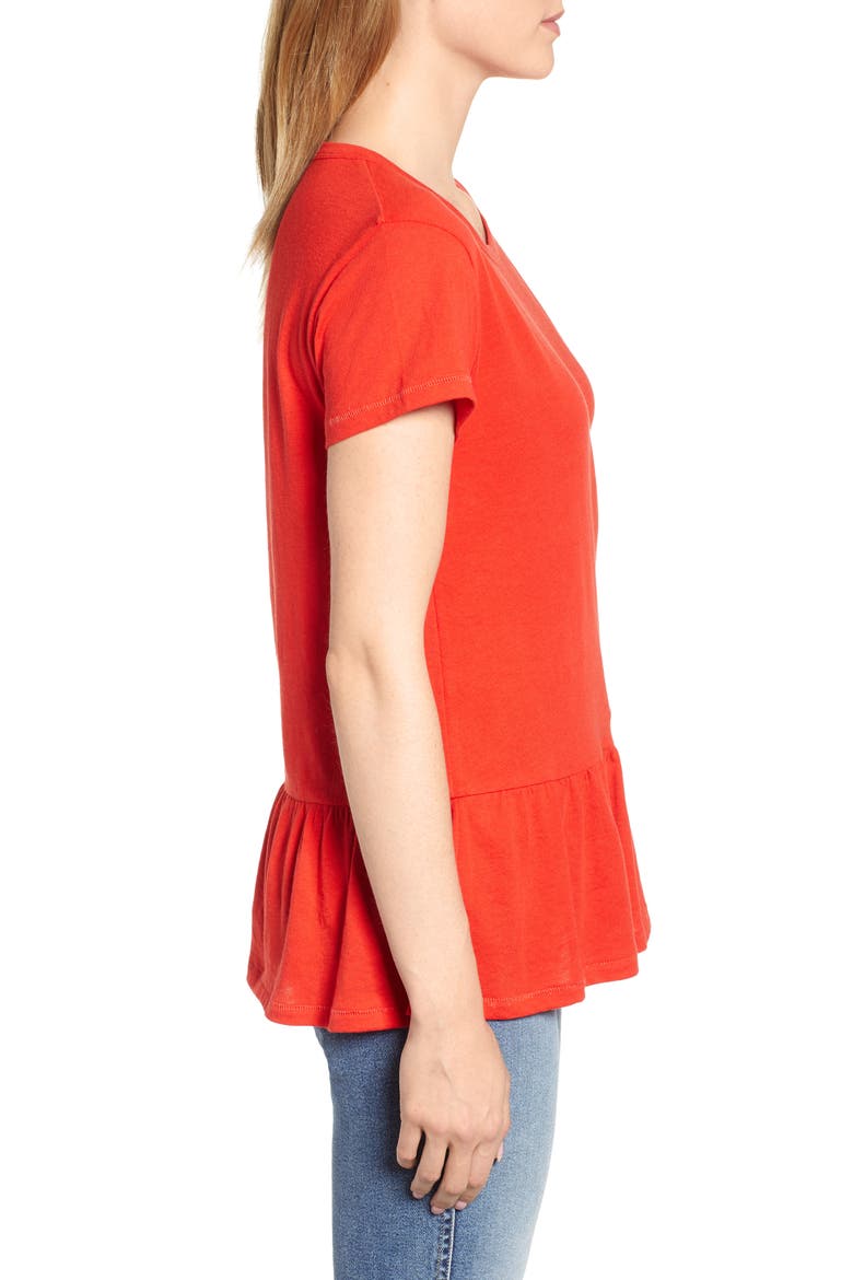 Peplum Tee, Alternate, color, RED SCARLET