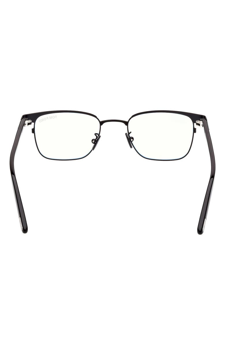 TOM FORD 49mm Small Square Blue Light Blocking Reading Glasses, Alternate, color, 