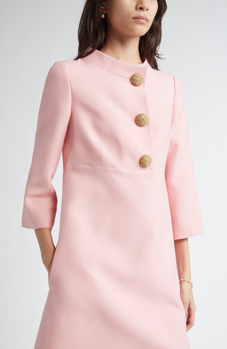 Valentino Garavani Crystal Button Crepe Couture Minidress, Alternate, color,