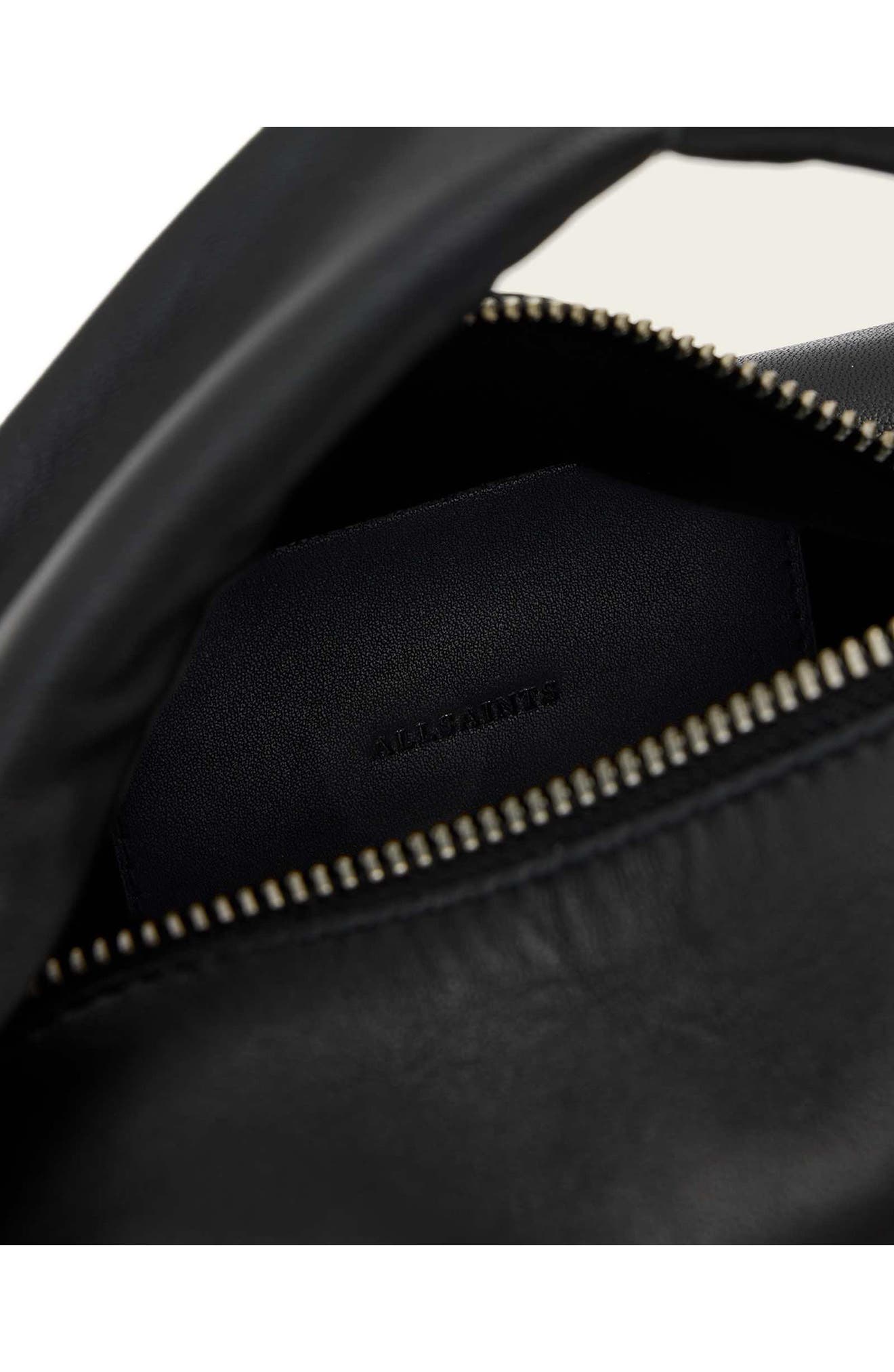 Effie Knot Micro Leather Bag, Alternate, color, BLACK