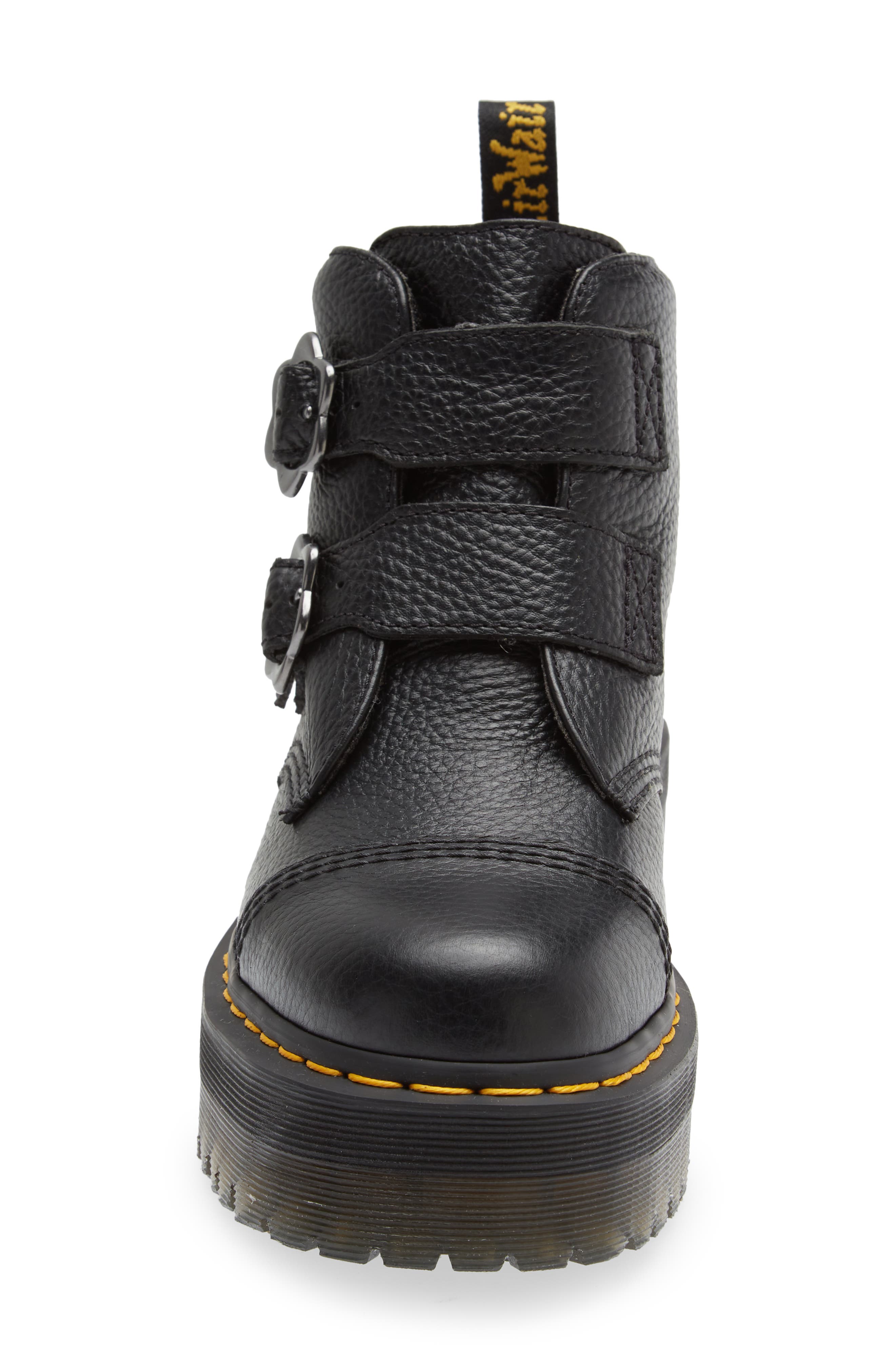 Dr. Martens Devon Flower Platform Bootie, Alternate, color, Black