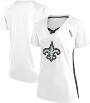 FANATICS Women's Fanatics  White New Orleans Saints Plus Size Glitter Lace-Up V- Neck T-Shirt