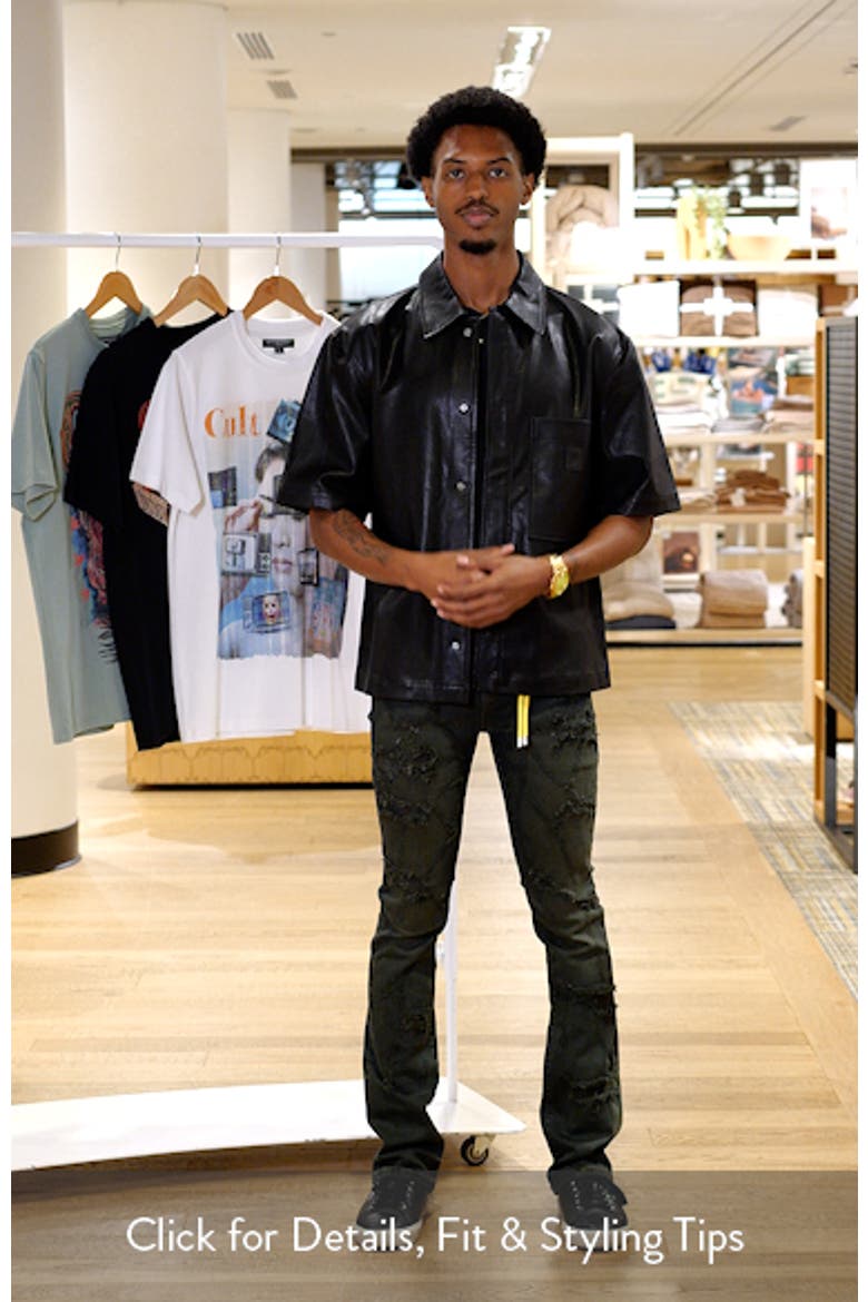 Oversize Short Sleeve Faux Leather Button-Up Shirt video