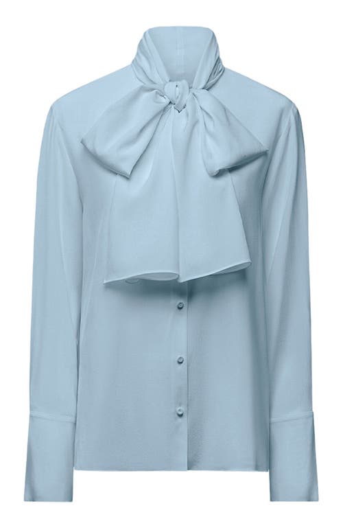 Another Tomorrow Signature Bow Blouse In Blue