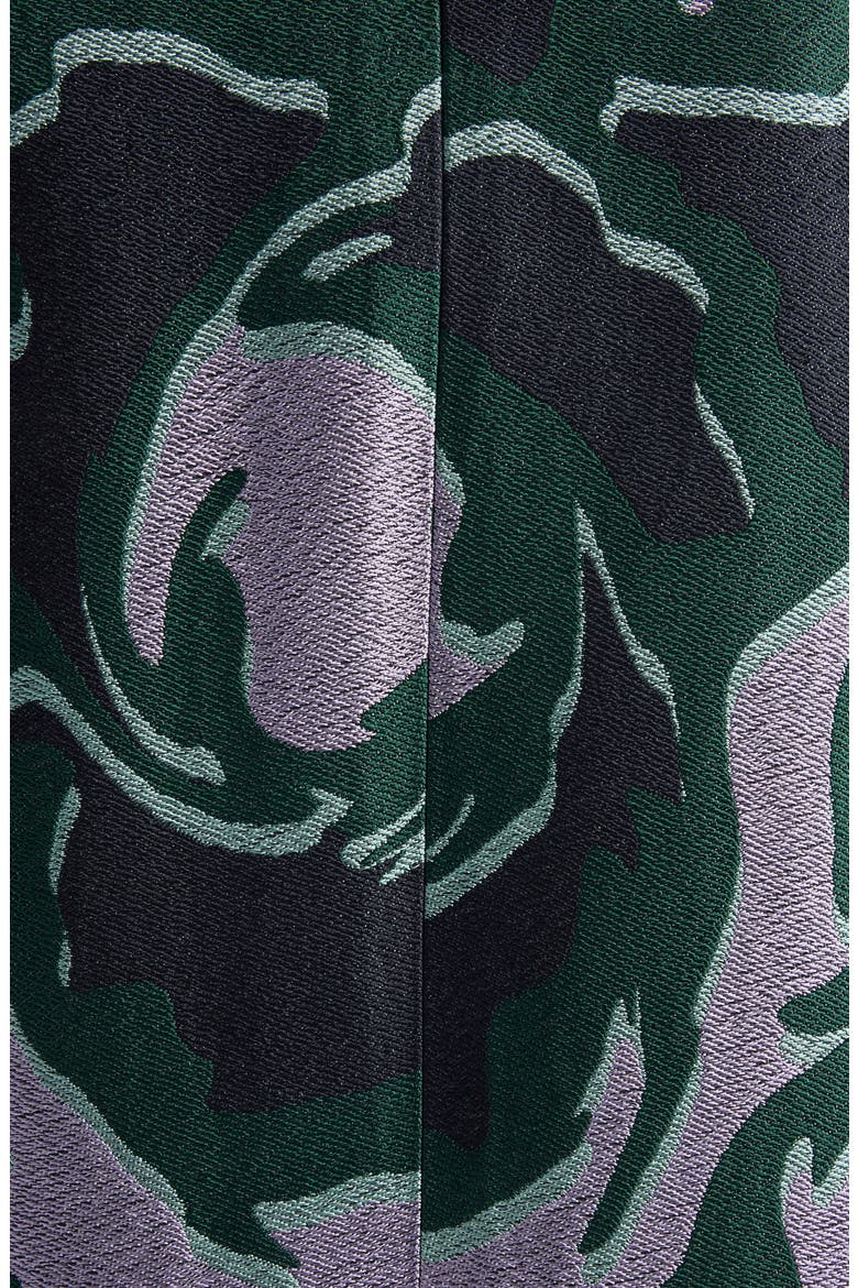 Bastis Abstract Floral Jacquard Single Breasted Crepe Blazer, Alternate, color, DARK GREEN