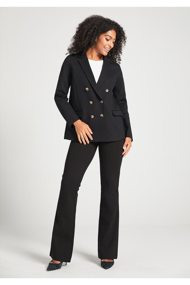 Double Breasted Blazer Stretch Ponte, Alternate, color, Black