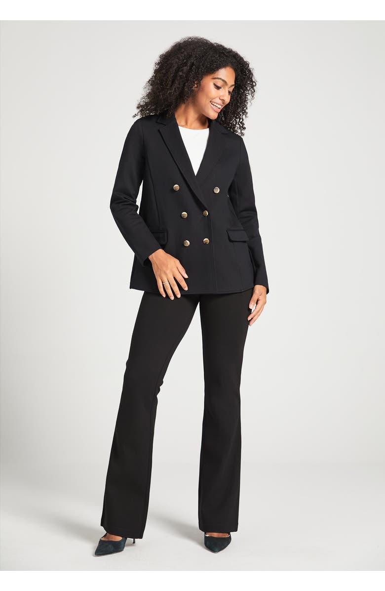 Betabrand Double Breasted Blazer Stretch Ponte, Alternate, color, Black