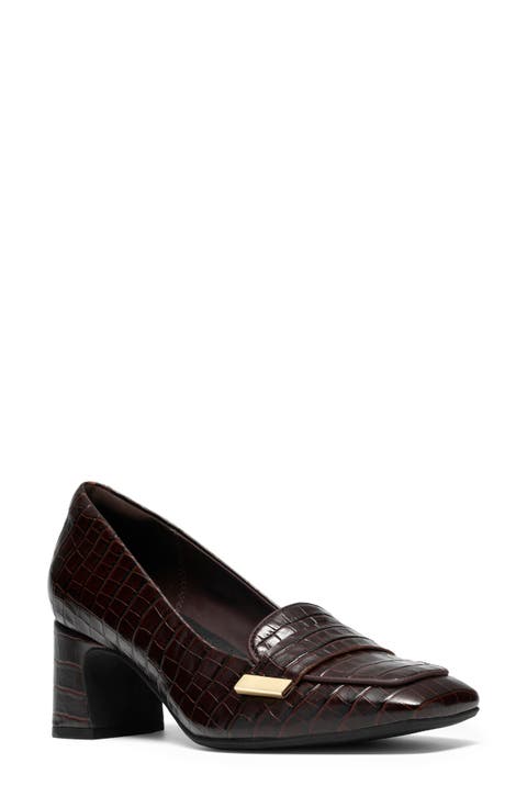 Fernie Edge Croc Embossed Leather Pump