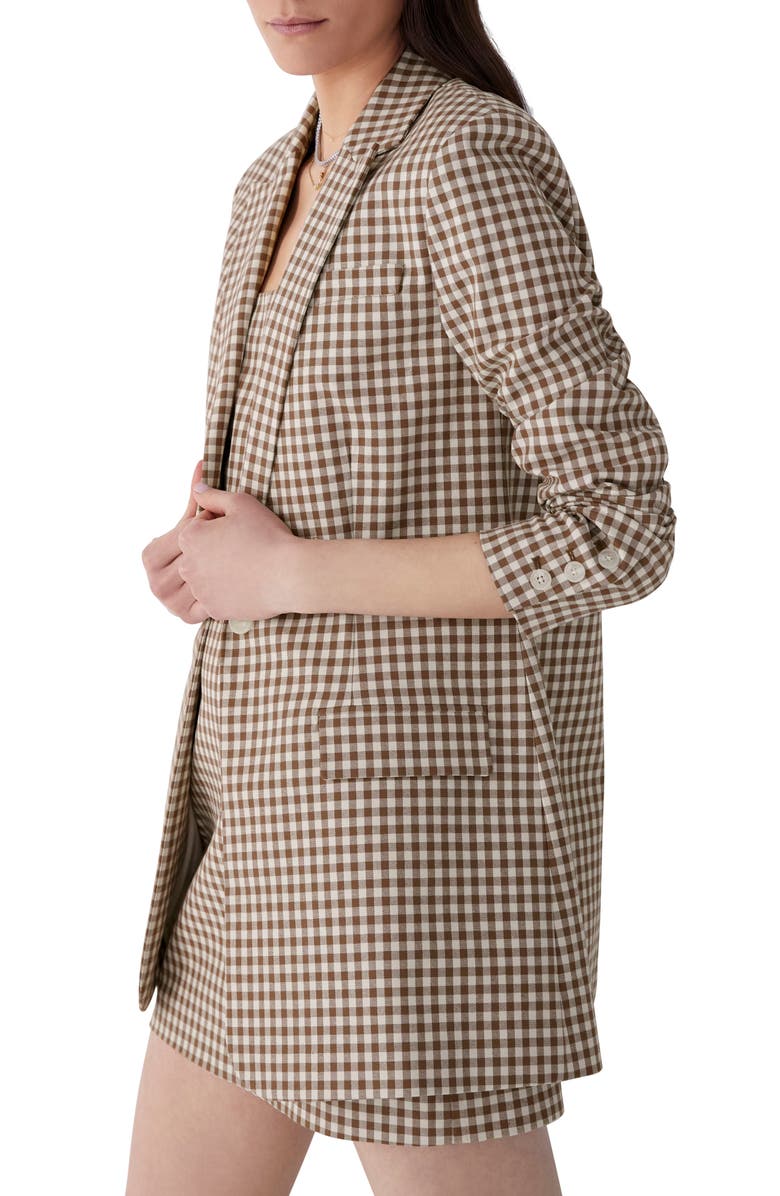 Favorite Daughter The Break Up Oversize Stretch Cotton Blazer, Alternate, color, Brown Gingham