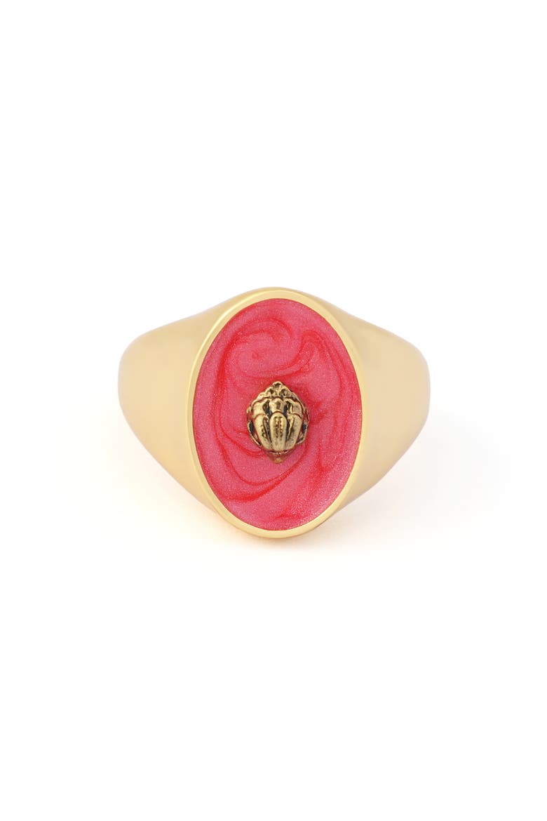 Eagle Enamel Signet Ring, Alternate, color, RED