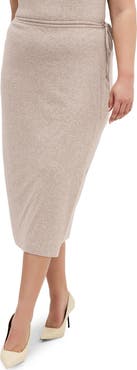 City Chic Callie Wrap Knit Midi Skirt
