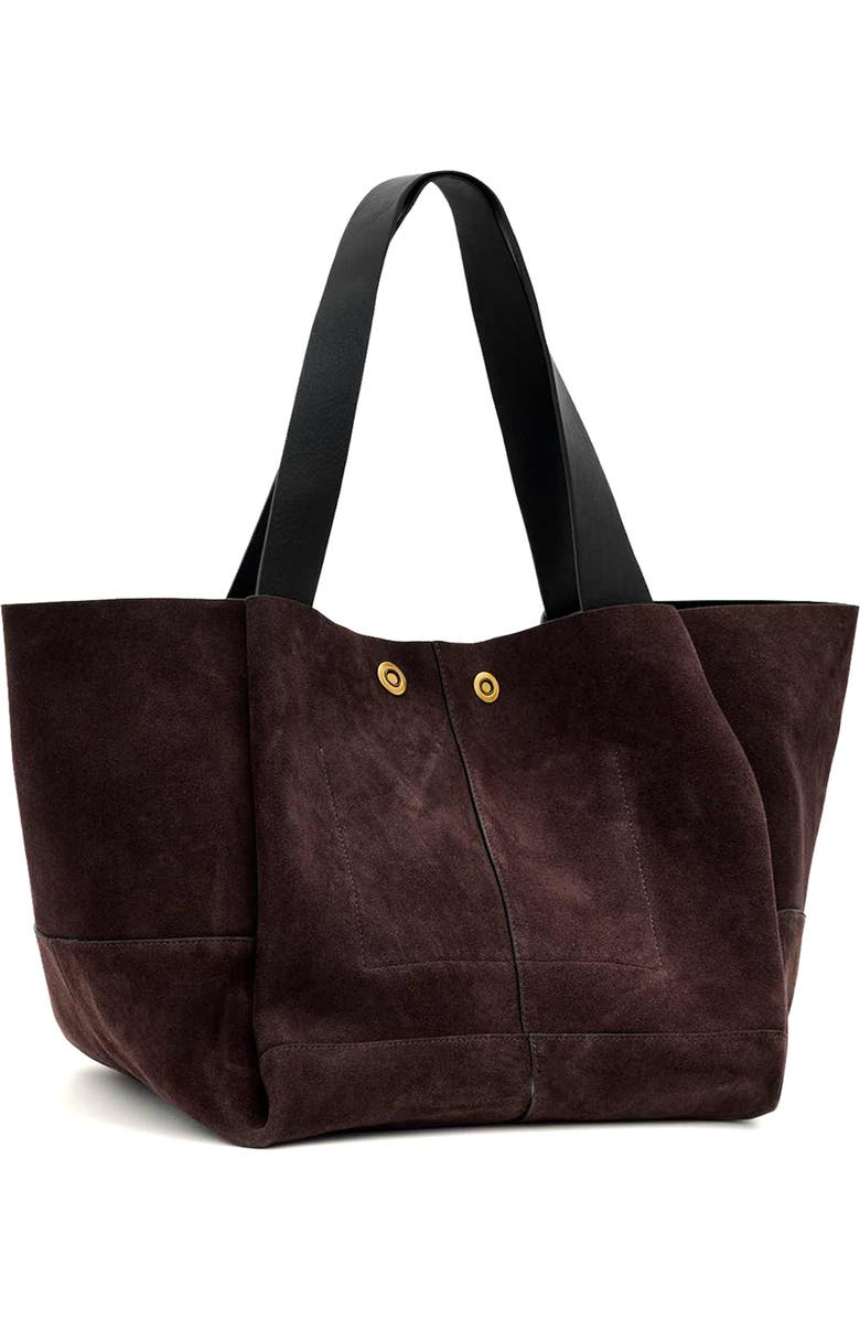 AllSaints Rosalie Suede Tote, Alternate, color, Burnt Umber Red